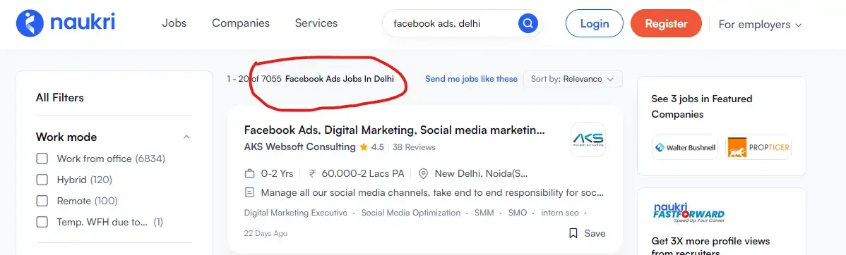 Facebook ads jobs in delhi